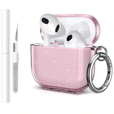 Apple Airpods Pro/Pro2/3/4 케이스 이어폰 액세서리 무선 블루투스 헤드셋 커버 블링 글리터 소프트 클리너 키트 포함